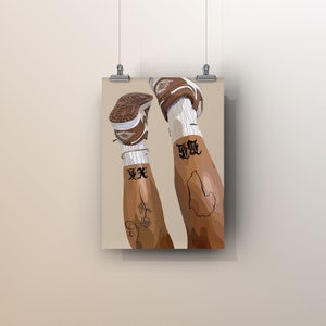 Black Girl Sneaker Art Poster | Black Girl Painting | Shoes Art Print | Black Women | Black Owned Art | Wall Decor | Physical Print