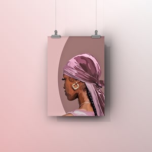 Bamboo | Black Woman Art Poster | Black Girl Print | Black Hair Art | Black Owned Decor | Black Art | Afro Wall Art | Physical Poster