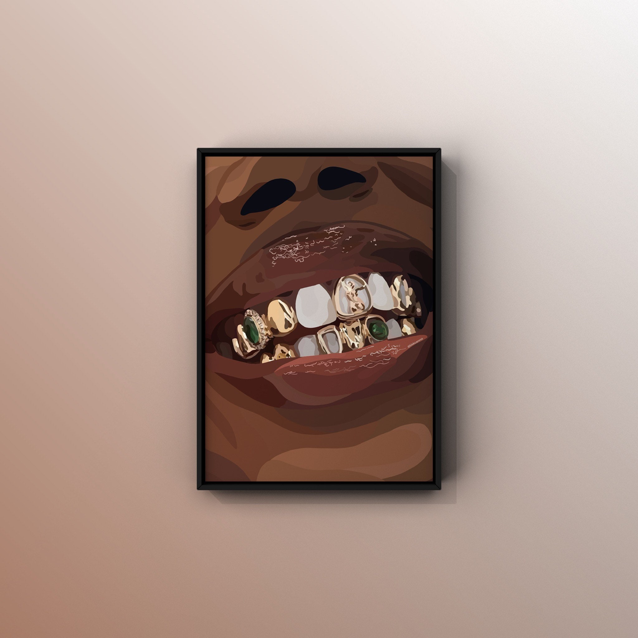 Gold Grills Framed Black Art Poster Black Girl Wall Art Etsy