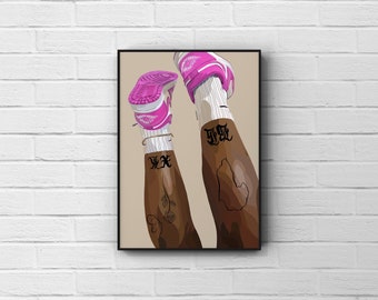 Schwarzes Mädchen Sneaker Poster | Schwarz druckbare Kunst | Rosa Schuhe Kunstdruck | Schwarze Frauen | Schwarz besessen Kunst | Wanddekoration | Digitaler Download