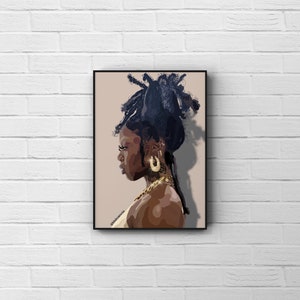 Loctress | Art Poster | Locs Art Print | Black Woman Wall Art | Printable | Black Girl Hair Print | Wall Decor | Afro Art | Digital Download