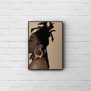 Moloevio Black Girl Wall Art African American Black Woman Portrait Canvas  Wall Art Prints Artwork Inspirational Quotes Wall Decor for Girls Bedroom