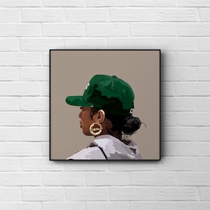 Tomboy Green | Black Girl Art Poster | Black Printable Art | Black Owned Wall Art | Black Woman | Home Decor | Afro Art | Digital Download