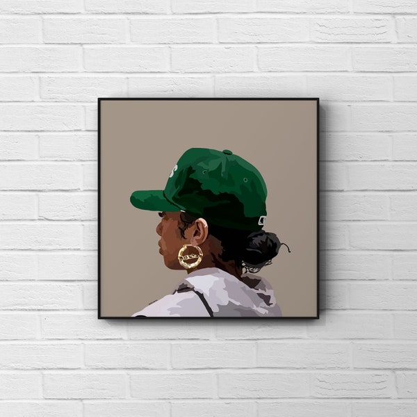 Tomboy Green | Black Girl Art Poster | Black Printable Art | Black Owned Wall Art | Black Woman | Home Decor | Afro Art | Digital Download