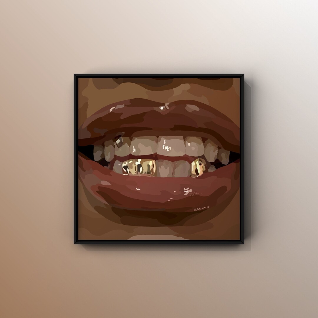 Gold Grills Framed Black Art Poster Black Owned Art Black Wall Art