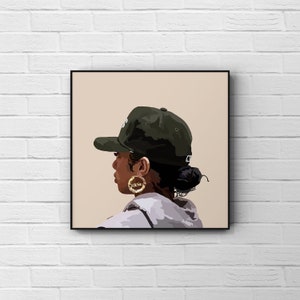 Tomboy Olive | Black Girl Art Poster | Black Printable Art | Black Owned Wall Art | Black Woman | Home Decor | Afro Art | Digital Download