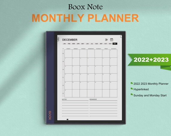 Boox Note Templates 2022 2023 Monthly Planner Boox Note Air Etsy