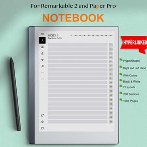 reMarkable Templates, Hyperlinked Digital Notebook for reMarkable 2 and Paper pro