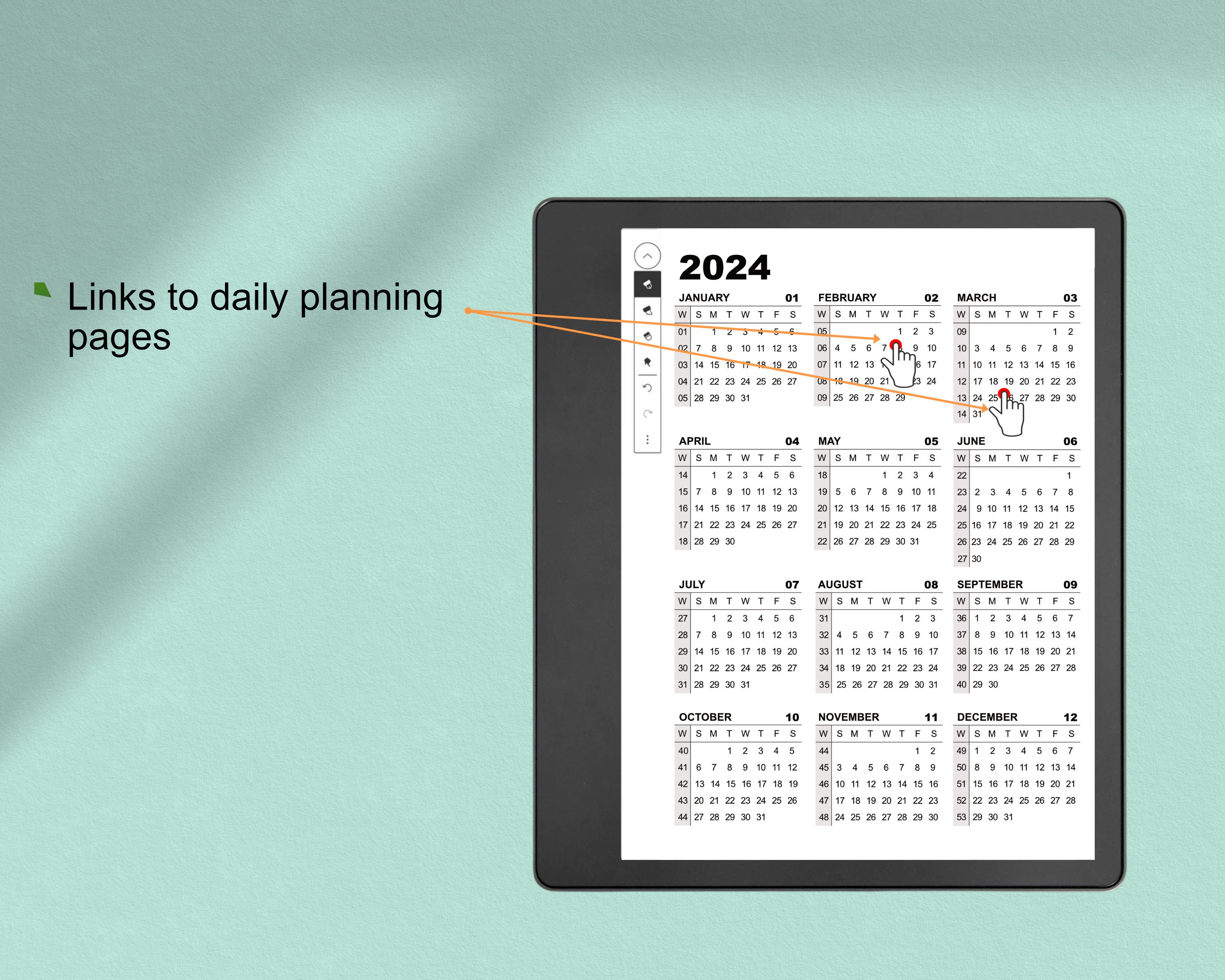 Kindle Scribe Templates Daily Planner 2024 and 2025 Hyperlinked