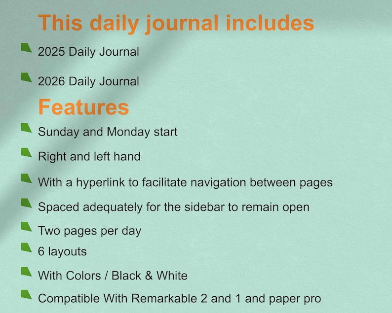 2026 Daily Journal for Remarkable Paper Pro, Hyperlinked PDF | Sunday ...