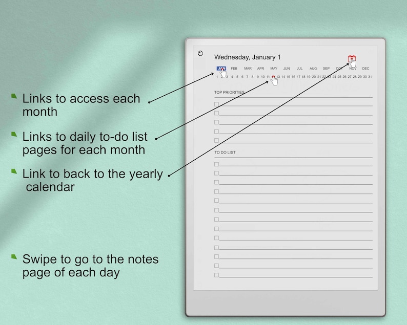 2026 Daily To-do List for Remarkable Paper Pro – Hyperlinked PDF ...
