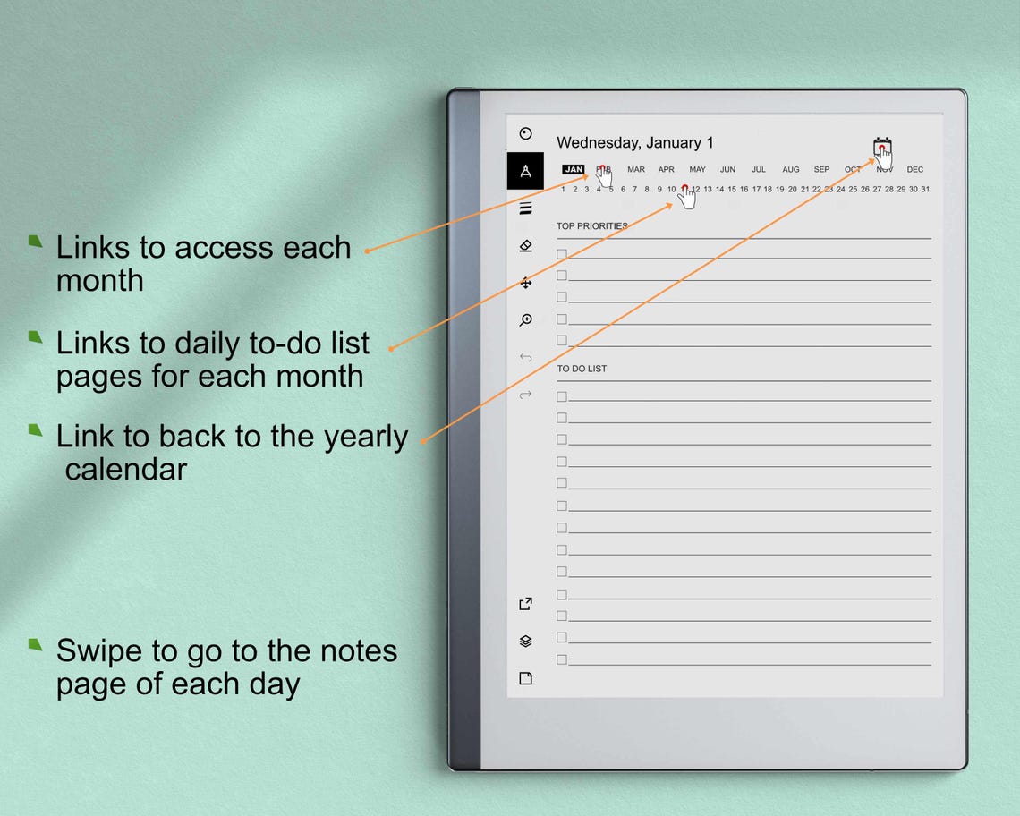 2026 Daily to Do List for Remarkable 2 and Paper Pro,hyperlinked ...