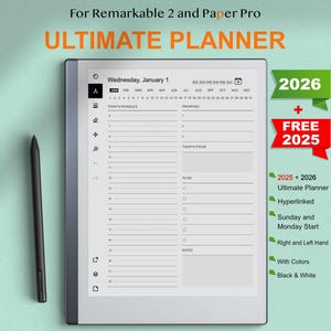 Ultimate Digital Planner for reMarkable 2 | 2025-2026 Daily, Weekly, Monthly, Yearly Templates | All-in-One Digital planner for reMarkable