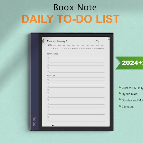Boox Note Templates, 2024 2025 Daily To-Do List, Boox Note AIR / AIR2 / 2 / 3 / 5