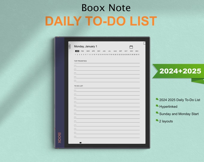 Boox Note Templates, 2024 2025 Daily To-Do List, Boox Note AIR / AIR2 / 2 / 3 / 5