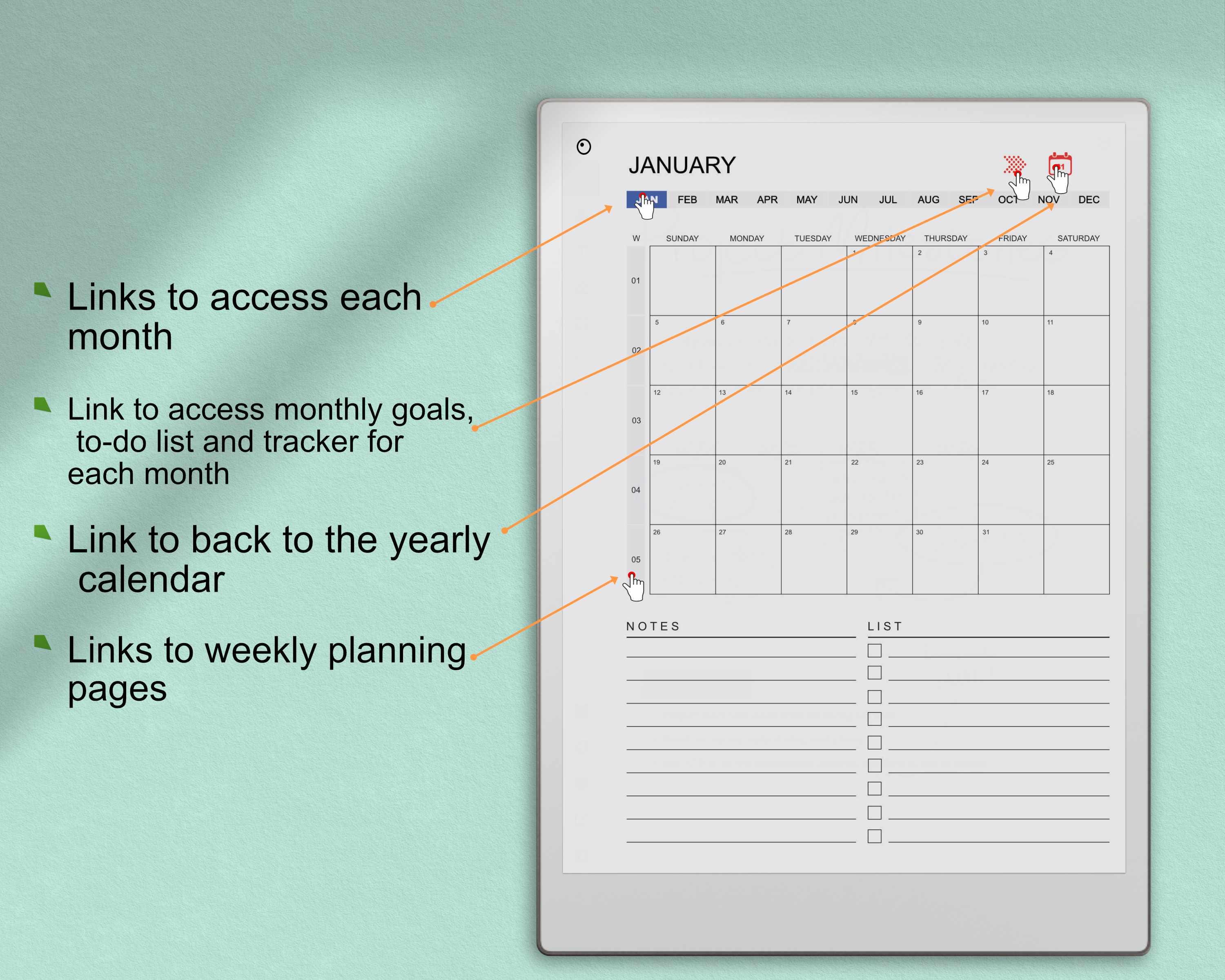 Weekly Planner for Remarkable Paper Pro and 2, 2026 Yearly and Monthly ...