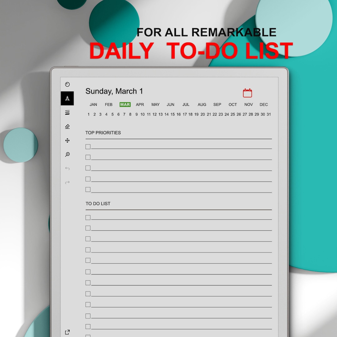 2026–2027 Daily To-do List for Remarkable Paper Pro & 2 | Task List ...