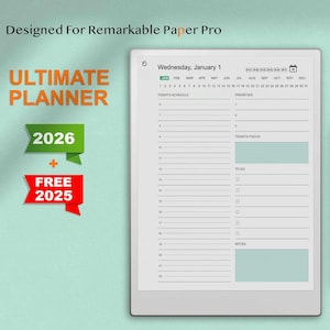 Ultimate Planner for reMarkable Paper Pro | 2025-2026 Daily, Weekly, Monthly, Yearly Templates | All-in-One Digital planner for reMarkable