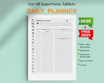 2026 Supernote Minimal Dayli Planner Template | A5/A5X Manta & A6/A6X Nomad