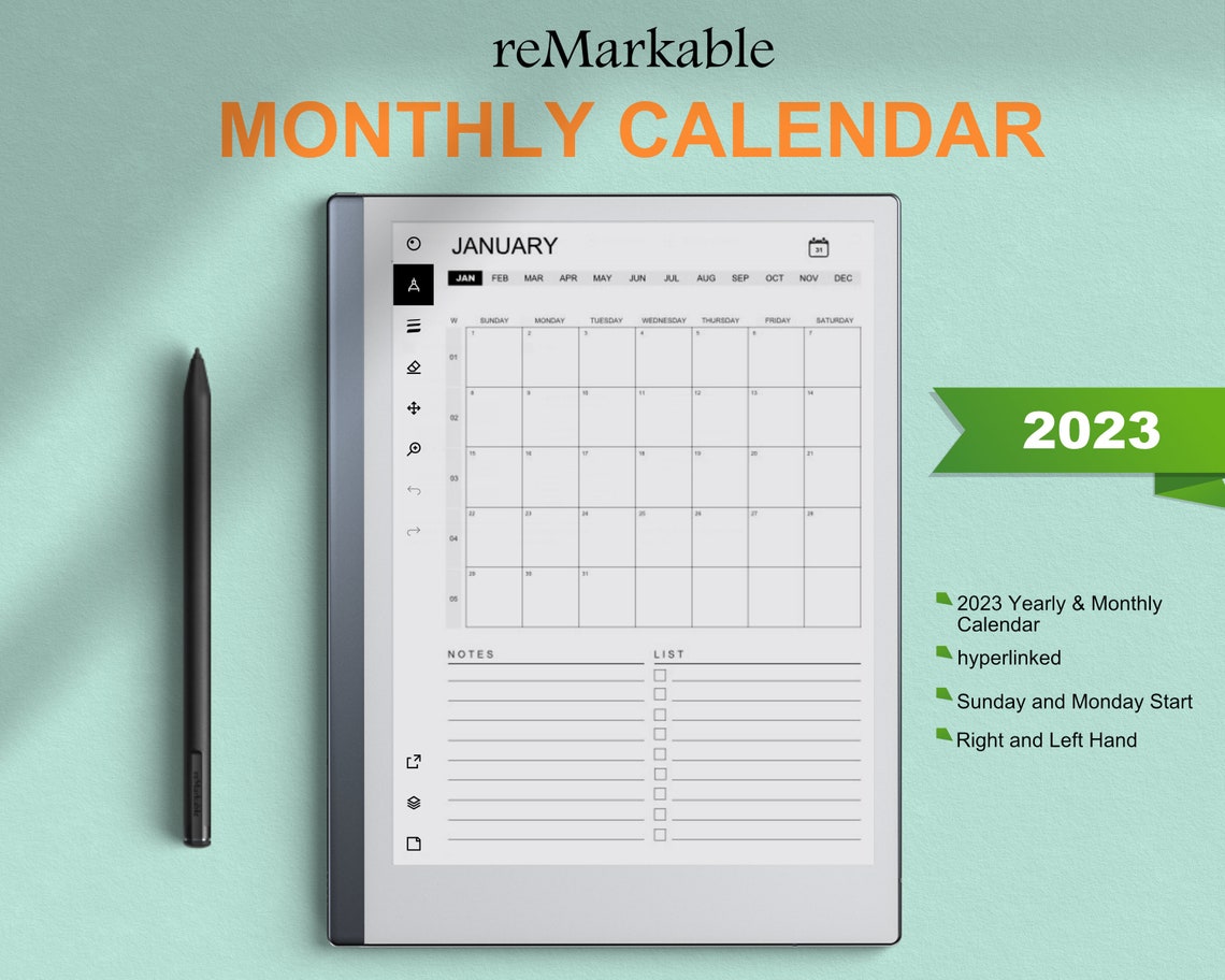 Remarkable Templates 2023 Yearly and Monthly Calendar Etsy Remarkable Templates 2023 Yearly and Monthly Calendar Etsy
