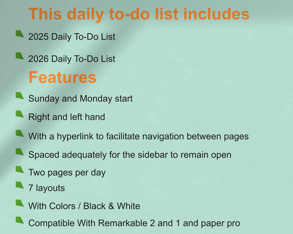 2026 Daily to Do List for Remarkable 2 and Paper Pro,hyperlinked ...