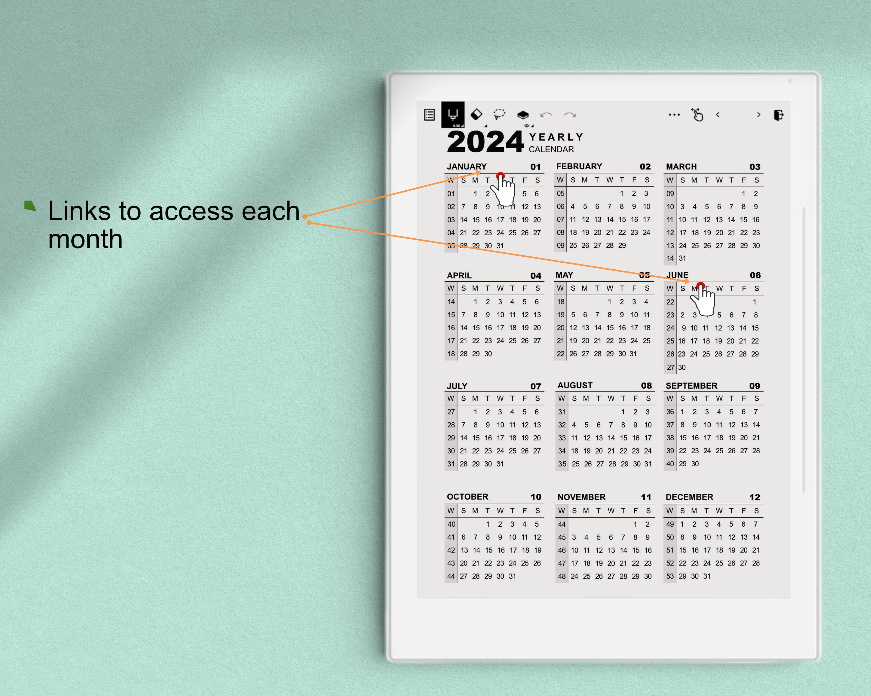 Supernote 2024 2025 Calendar, Supernote Templates 2024 2025 Digital