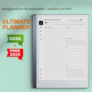 Ultimate Planner for reMarkable 2 | 2025-2026 Daily, Weekly, Monthly, Yearly Templates | All-in-One Digital planner for reMarkable Paper Pro