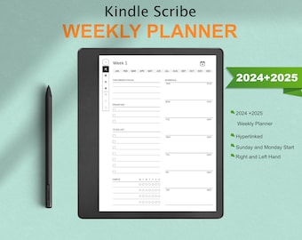 kindle Scribe Templates 2024 + 2025 Weekly Planner | Hyperlinked | Sunday & Monday Start | 2024 2025 Wekkly and Monthly Digital Planner