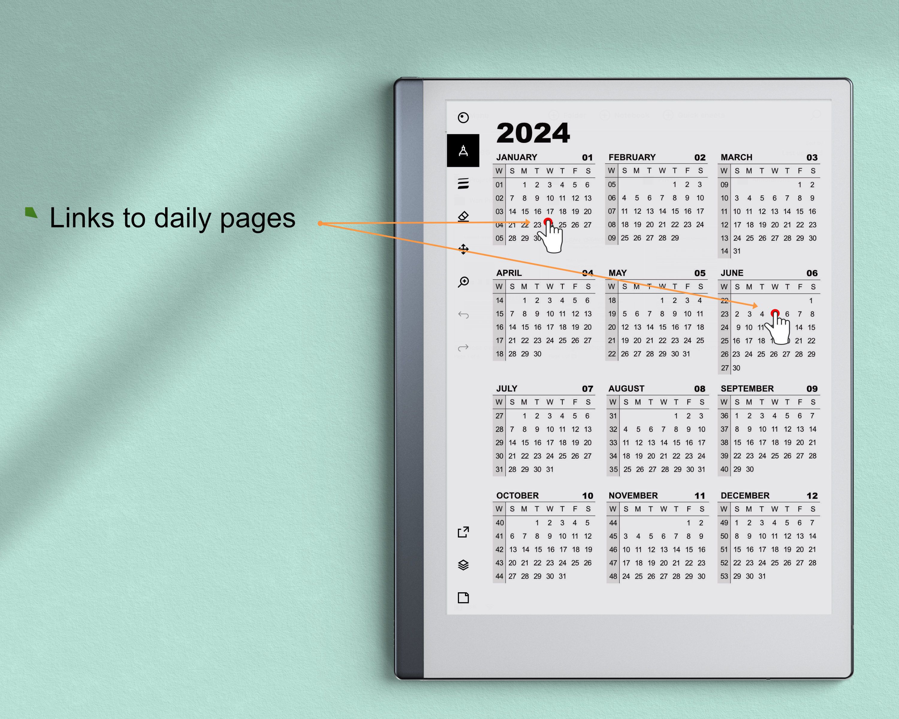 Remarkable 2 Templates Daily Journal 2025 and 2025 Hyperlinked Sunday