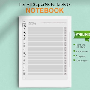 Supernote Digital Notebook | Hyperlinked Templates for A5X Manta & A6X Nomad | Note-Taking for Supernote