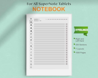 Cuaderno digital Supernote / Plantillas con hipervínculos para Manta A5X y Nomad A6X / Toma de notas para Supernote