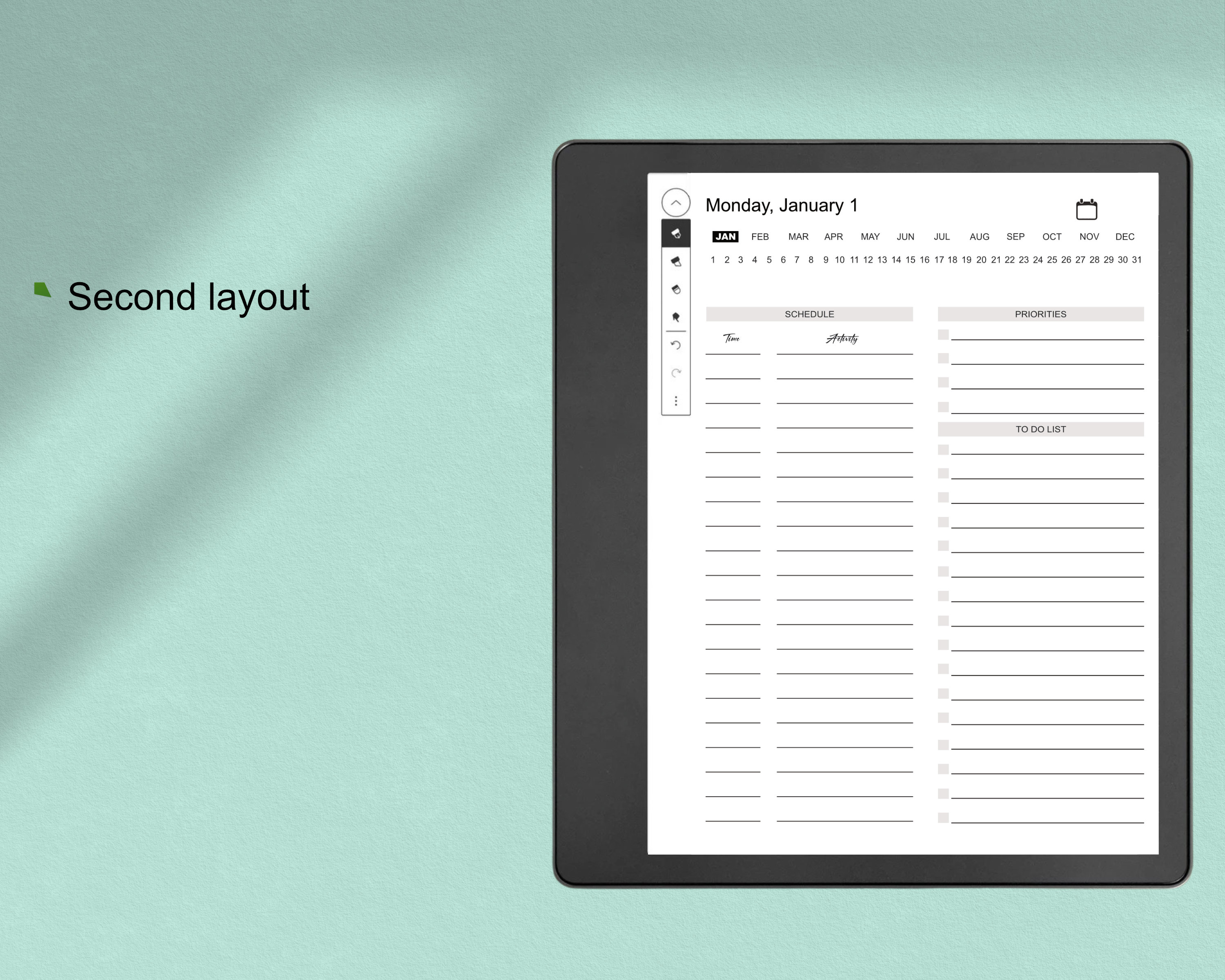 Kindle Scribe Templates Daily Planner 2024 and 2025 Hyperlinked Sunday