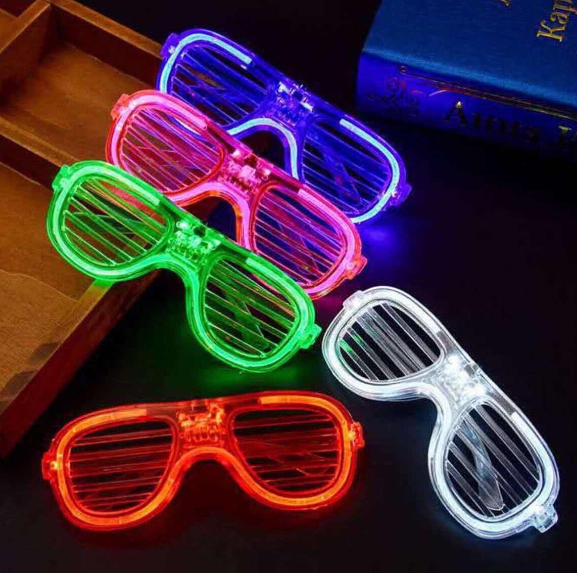 Retro Neon Light up Glasses Movie Prop Fancy Dress Glow -