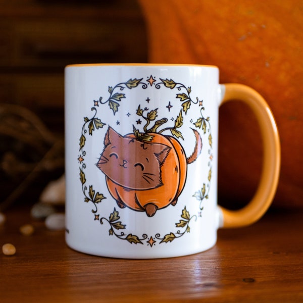 Tasse Cinnamon Pumpkin Cat - Mit Aufdruck einer süßen Kürbis Katze - Herbst Geschenk - Halloween - Cozy Pumpkin Season