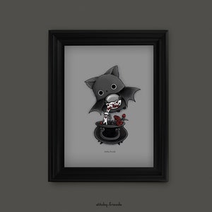 Love potion for you! DIN A5 art print - bat with love potion of hearts and roses