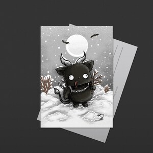 Postkarte Krampus Cat – Witchy Weihnachts Grußkarte A6 mit schwarzer Krampus Katze, Gothic Folklore Witchy Geschenk, Dunkle Weihnachtsdeko