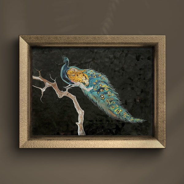 Pfau Einzigartige marmorierte Malerei handgemachte Ebru Kunst auf schwarzem Papier Wand-Dekor Einweihungsgeschenk traditionelle Türken-Kunst-Wohnzimmer-Dekotaion