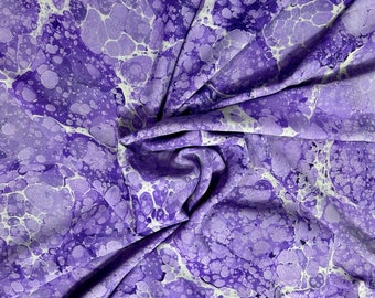 Lavender Marbled Shawl and Scarf, Design Lavender Shawl and Scarf with Medina Silk Ebru Art, Lavender Ebru Pattern Silk Shawl