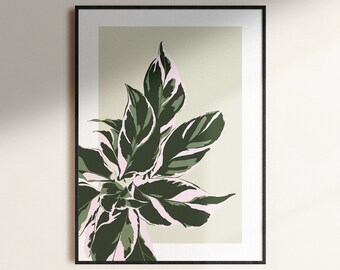 Calathea white fusion A4 print, Recycled paper, Digital illustration, plant print