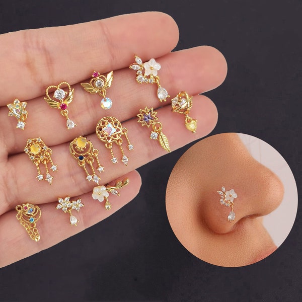 Dangle Nose Ring Etsy