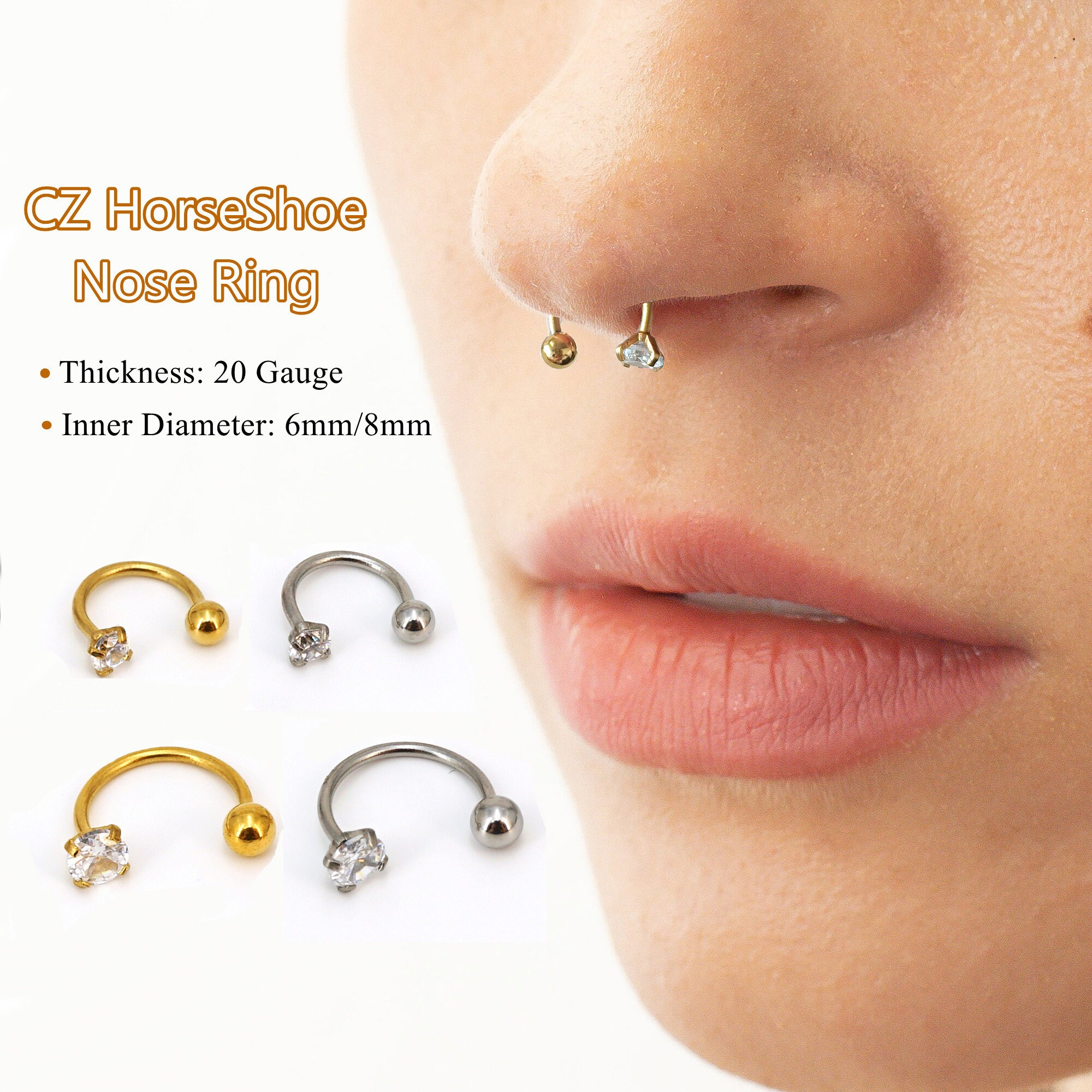 Maxbell 3 Pairs Stainless Steel Horseshoe Circular Ball Septum Lip Nose Ear Piercing  Jewelry at Rs 753.00 | Nose Ring | ID: 2850226815988