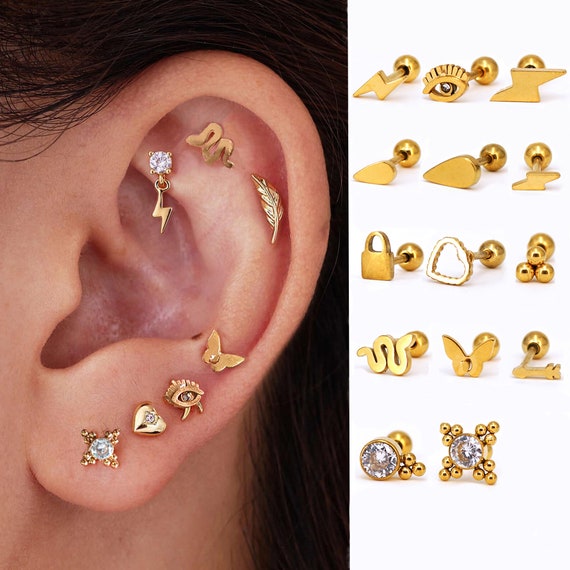 Tiny Bead Cartilage Stud Earrings Screw Back Earrings Conch