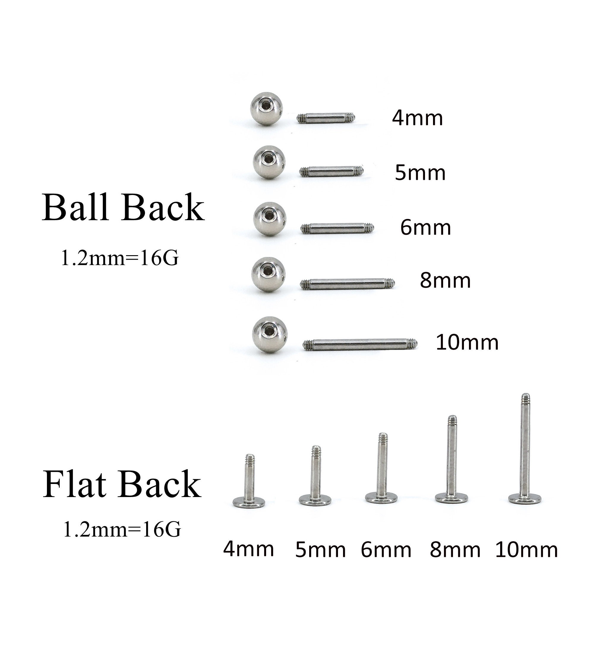 Silver Replacement Screw Backs 