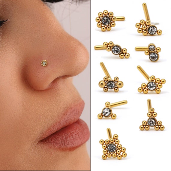 abhooshan Pure 92.5 Sterling Silver Gold Plated Clip-On Nose Ring - No  Piercing required - Body Jewelry
