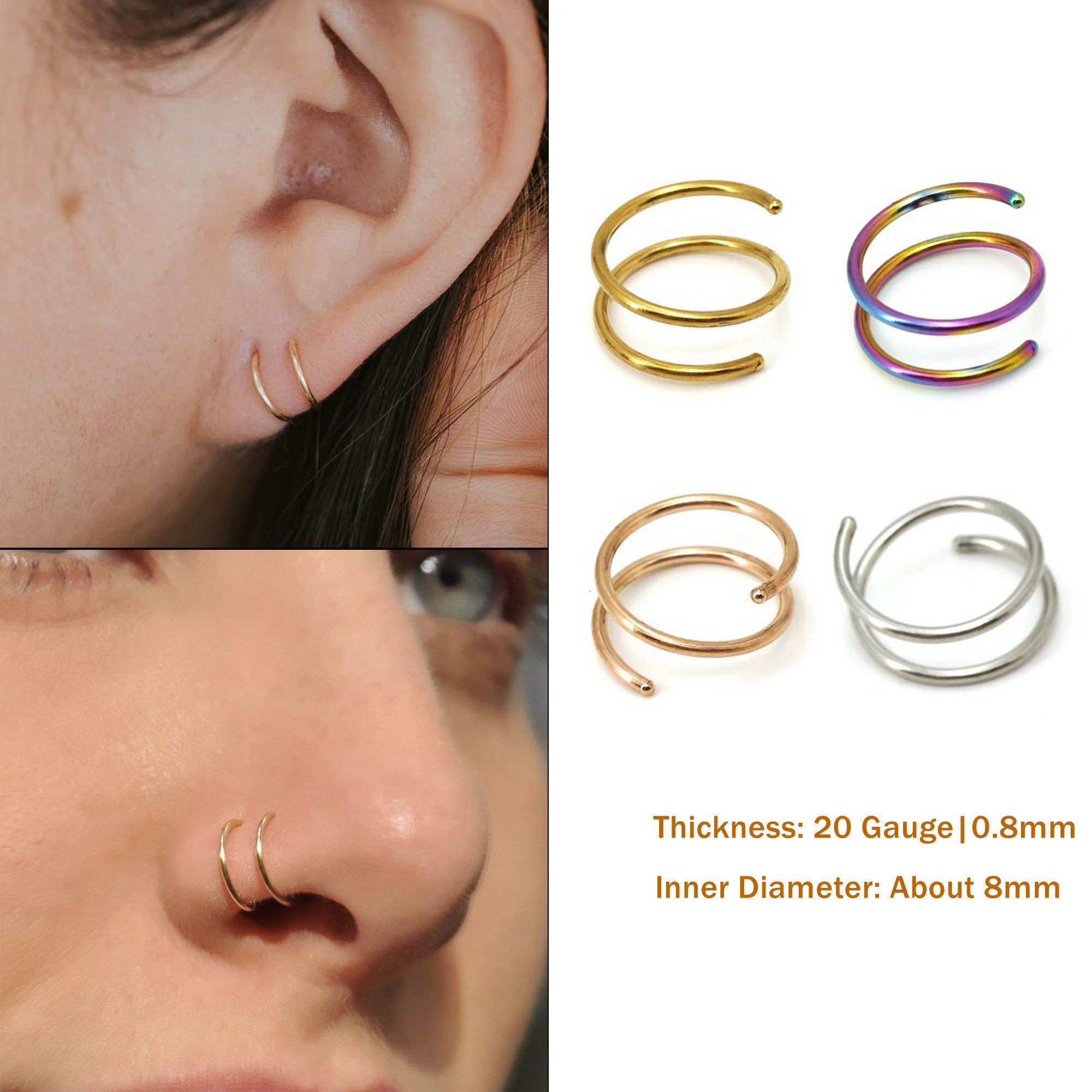 Silver And Gold Nose Spectrum Ring 6 MM 22-Gauge (set Of 3) Surgical Steel  🔥 | eBay