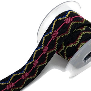 Geometric Chevron Trim: 38mm Colorful Bohemian Fabric Trim