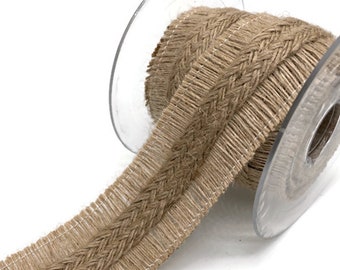 Natural Jute Fringe Trim: 40mm Braided Burlap Ribbon