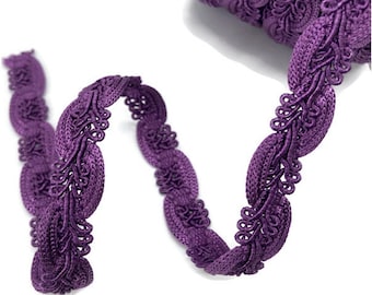 15 mm Light Violet color |Snake Braid Gimp Trimming | Plaited ribbon | Embroidered ribbon for  Ornamental Work by the yard | width-0.59 inch