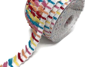 Rainbow Fringe Tassel Trim: Bohemian Cotton Trim by the Yard