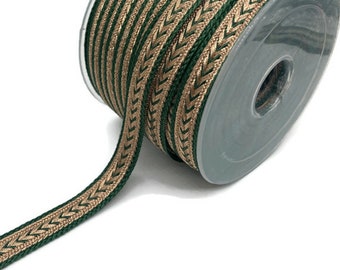 Green Gold Chevron Braid Trim Military Uniform Upholstery Trim (15 mm / 0.59 inch)